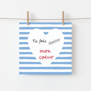 Carte marinière coeur, pour dire je t'aime, 2 formats au choix