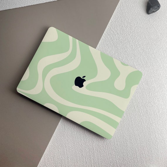 Matcha Abstract River MacBook Case, Macbook Pro 14 A2442, Pro 16 A2485, Macbook Air 13 Case, Pro 13 M1, Pro 15, Customized Name