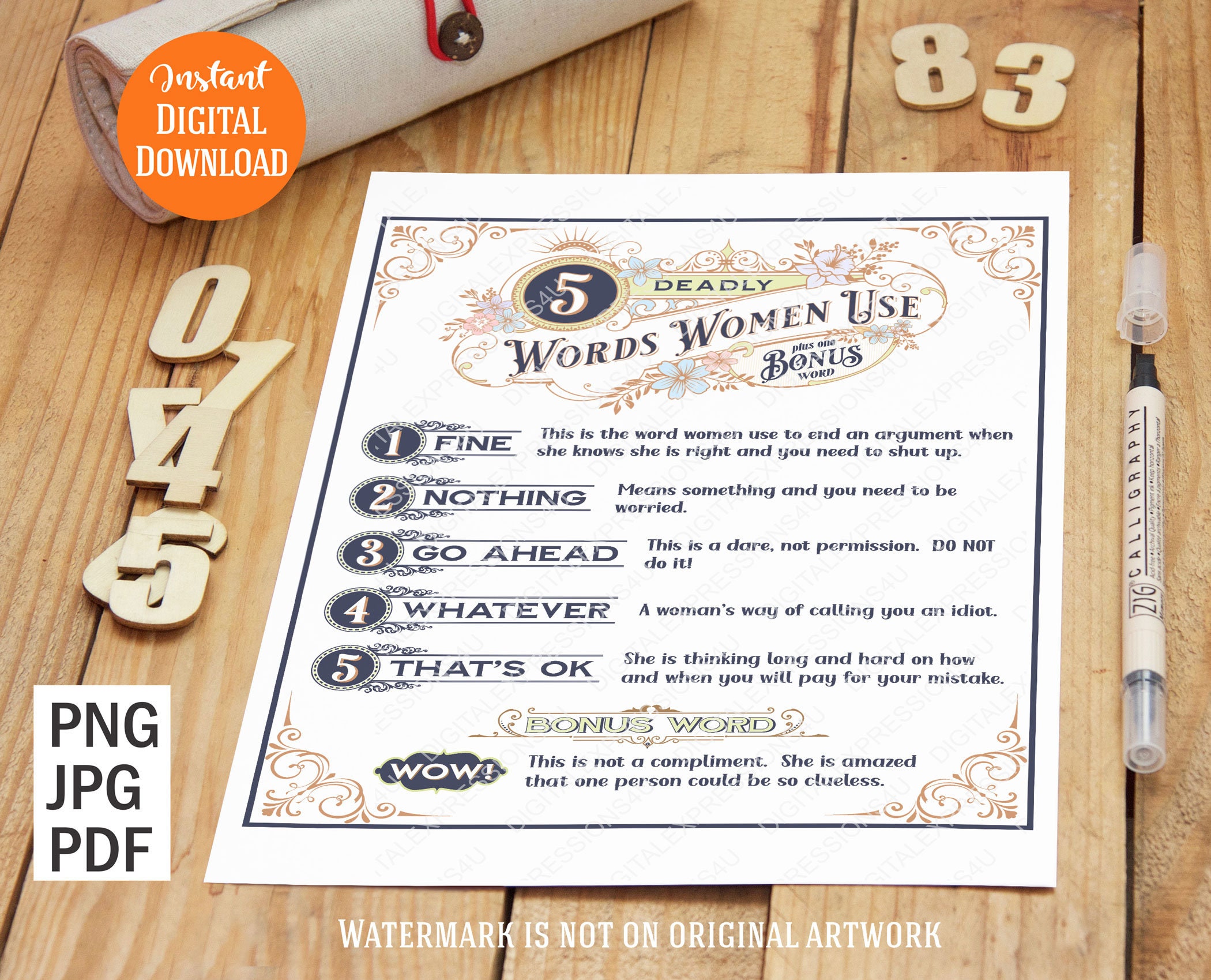 5 Deadly Terms Words Used by Women Vintage Sign Art