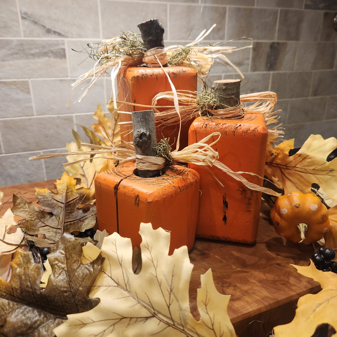 Three Tier set of 3 Pumpkins Pumpkin Home Decor Fall 4x4 - Etsy