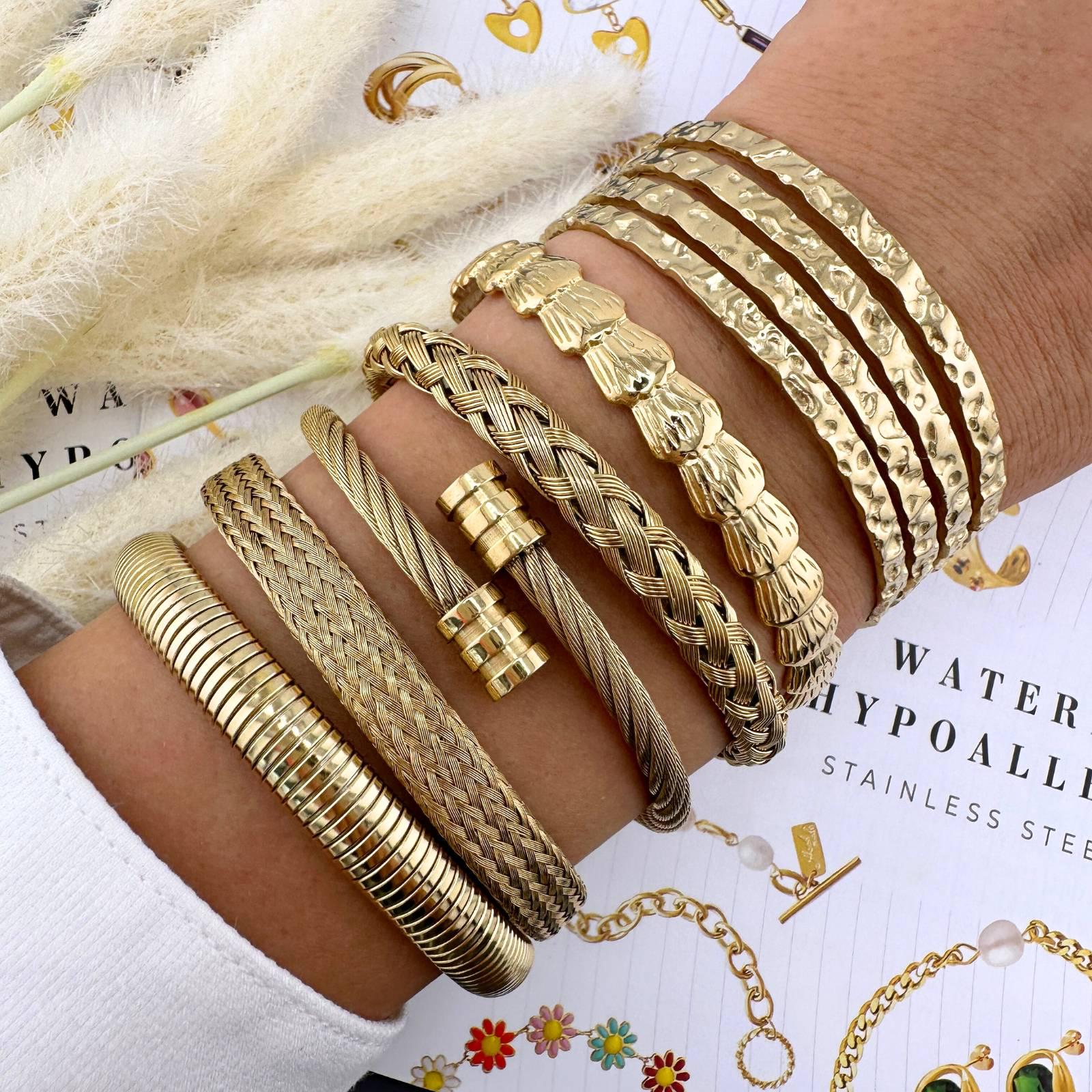 Bracelet Acier Inoxydable Rayé – Plaqué Or 18 Carats, Neuf Avec étiquettes, Amazon's Prod