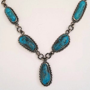 Beautiful Kingman Turquoise Sterling Silver Necklace Jillian Vo