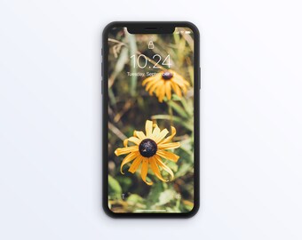 Fond d'écran de fleurs jaunes pour téléphone portable | Photographie de nature | Téléchargement numérique | Téléchargement instantané | Écran de verrouillage de l'iPhone