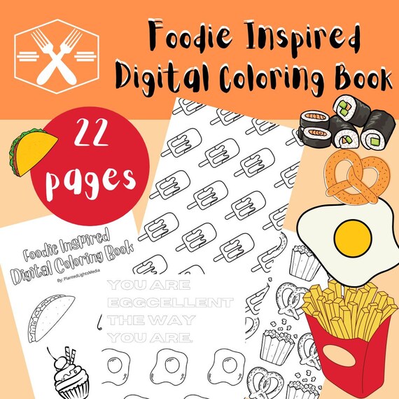 Foodie Inspired Digital Coloring Pages - Etsy