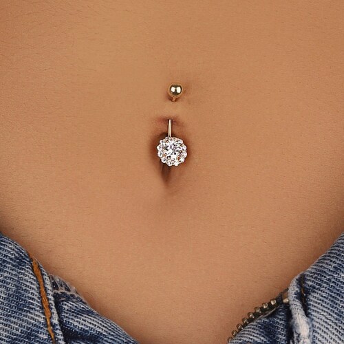 OUFER Piercing Ombelico In Titanio G23 - Con Doppia Gemma, Oro, 1.6mm Spessore, Lunghezze 8-16mm - Foto 2