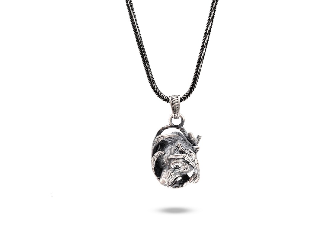 Sterling Silver Wolf Pendant Necklace - Tribal Animal Charm Jewelry Gift - View #6