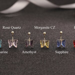 10k Yellow Gold Butterfly Belly Button Ring – 14g CZ Navel Jewelry By Bestgoldshop