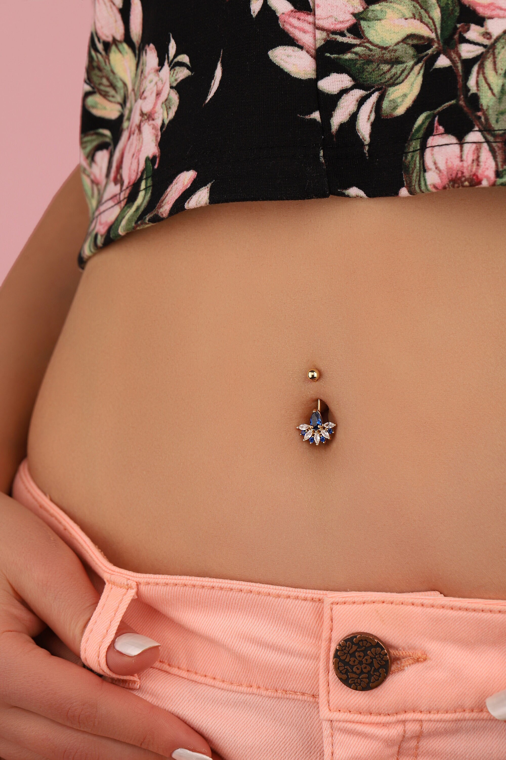 Gold piercing for navel 1930054(Au-R)_CZ