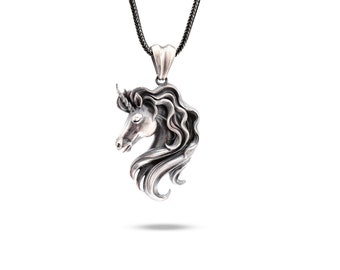 925K Silver Unicorn Unisex Necklace - Unicorn Charm with Chain - Unicorn Necklace - Gift Unicorn Lovers - Horse Charm