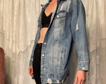 Ripped Denim Jacket - Etsy