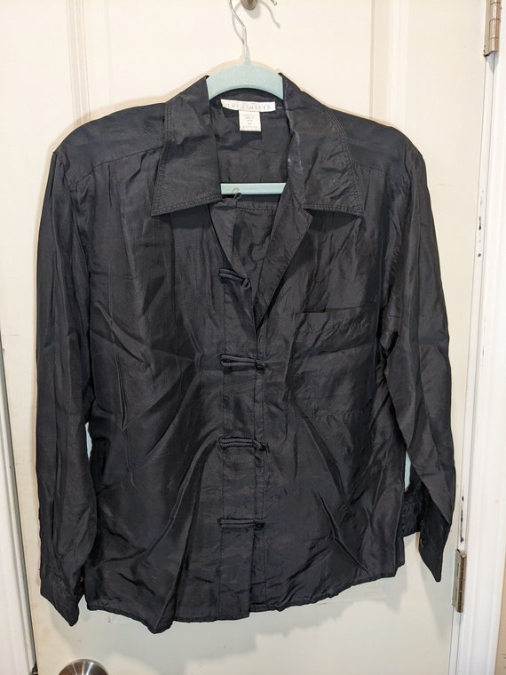 XS The Limited Black Silk Button Up