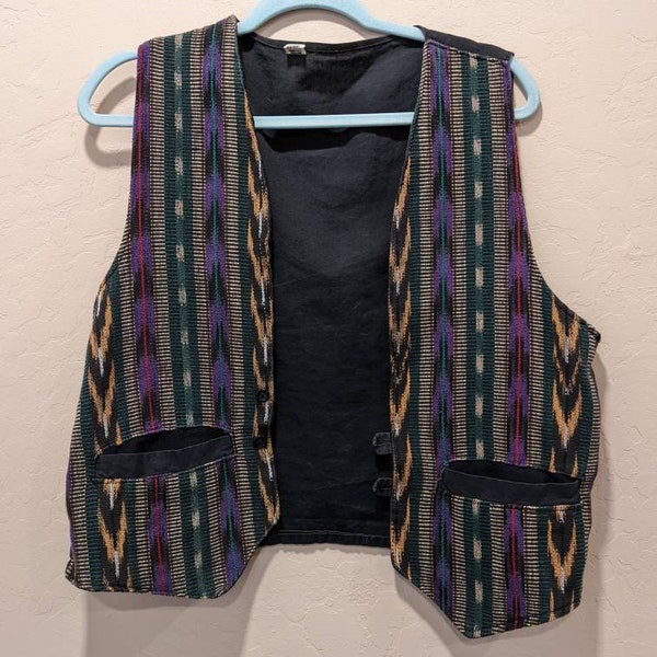 70s 80s Bohemian Striped Retro Vest : Authentic Handmade in Guatemala