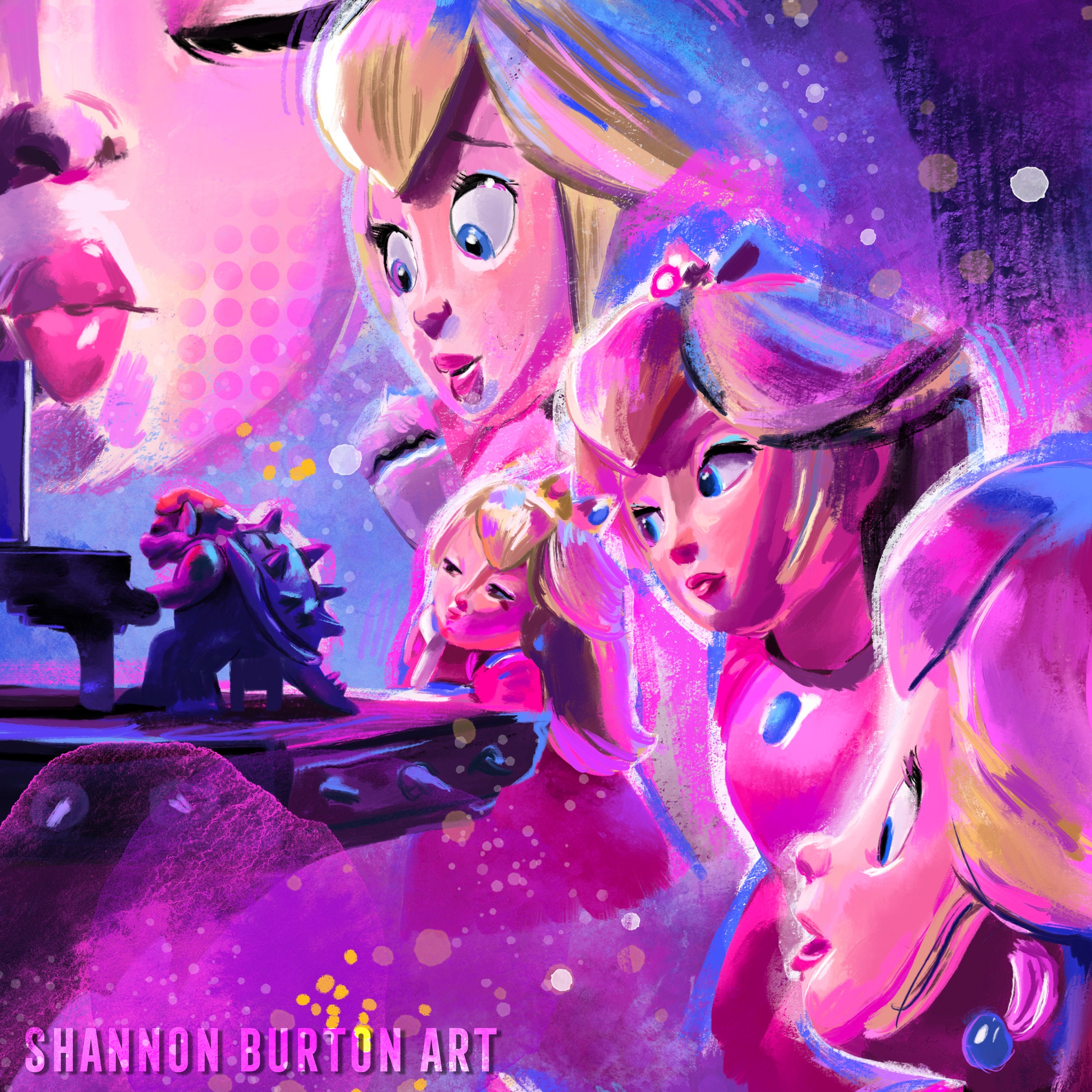 Peaches Song Bowser Princess Peach Jack Black Super Mario Bros. Movie Retro Colorful Painting Etsy