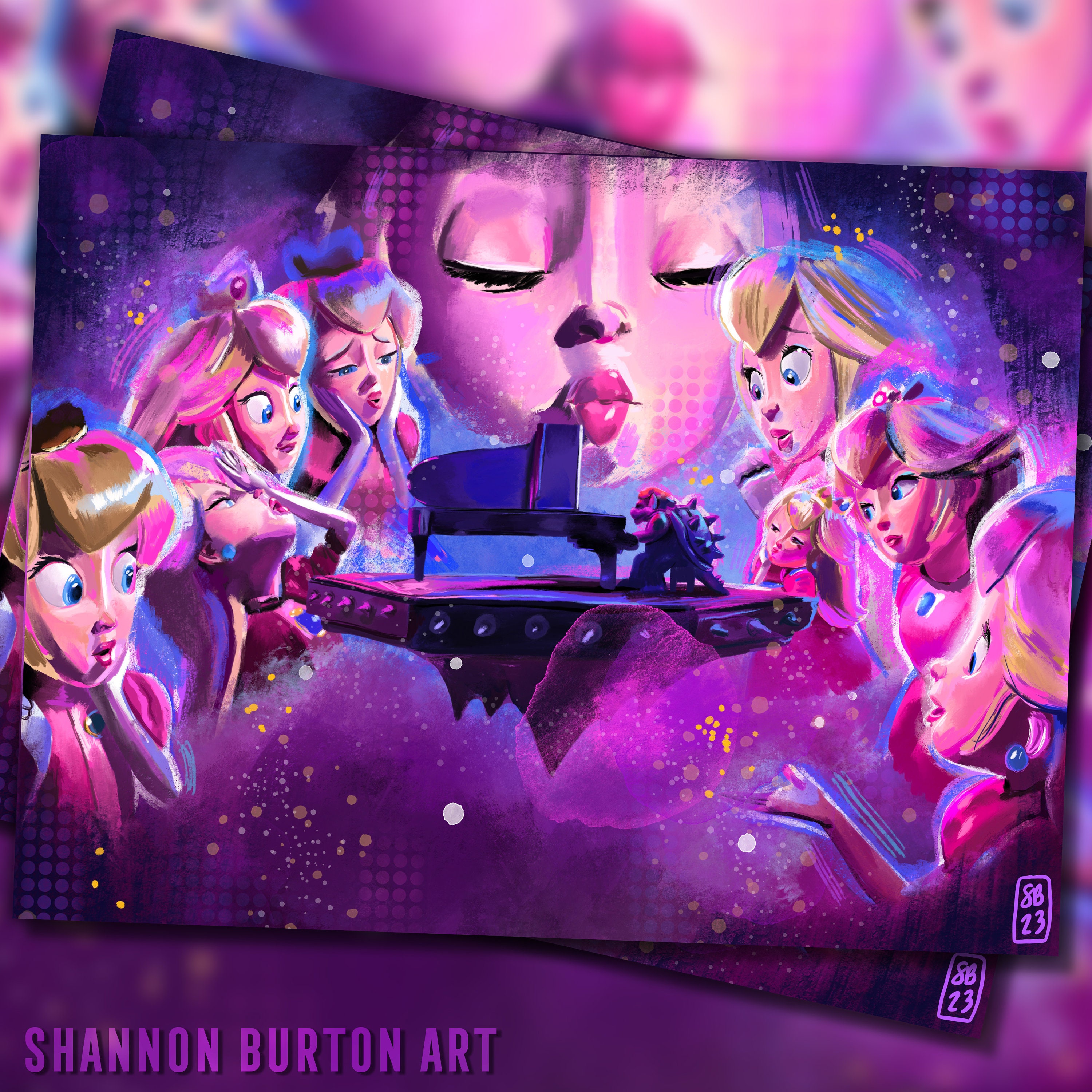 Peaches Song Bowser Princess Peach Jack Black Super Mario Bros. Movie Retro Colorful Painting Etsy