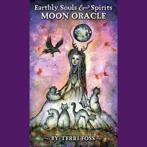 Earthly Souls Moon Oracle Deck by Terri Foss with Guidebook and Crystal and Palo Gift Set, Holiday Gift