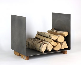 Support à bois de chauffage FerroLignum Support à bois de chauffage en acier chêne Support à bois de chauffage