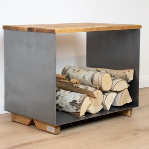 FerroLignum firewood rack with bench