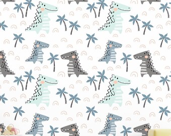 Cute Baby Dinosaurs Removable Decal, Scandinavian Peel and Stick Fabric Paper, Temporary Wallpaper, Nursery Wallpaper, Removable Wallpaper