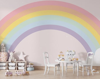 Rainbow Wallpaper, Colorful Wallpaper, Pink Wallpaper, Nursery Wallpaper, Peel and Stick Wallpaper Kids