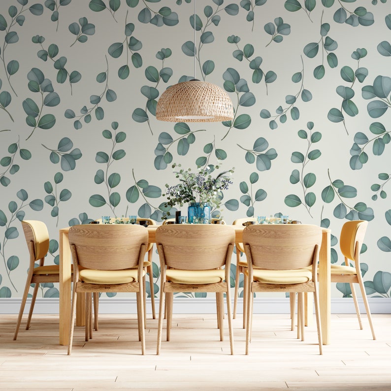 Eucalyptus Wallpaper Greenery Peel and Stick Wallpaper Etsy