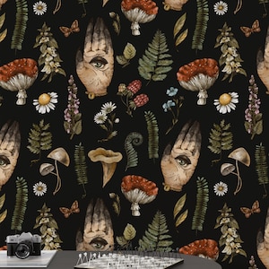 Mushroom Fern Wallpaper: Whimsical Woodland Peel and Stick