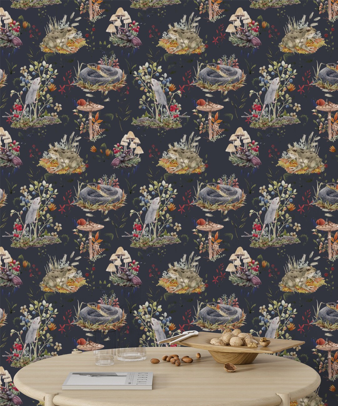 Watercolor Mushroom Forest Wallpaper: Funky Removable Wall Mural - Etsy UK