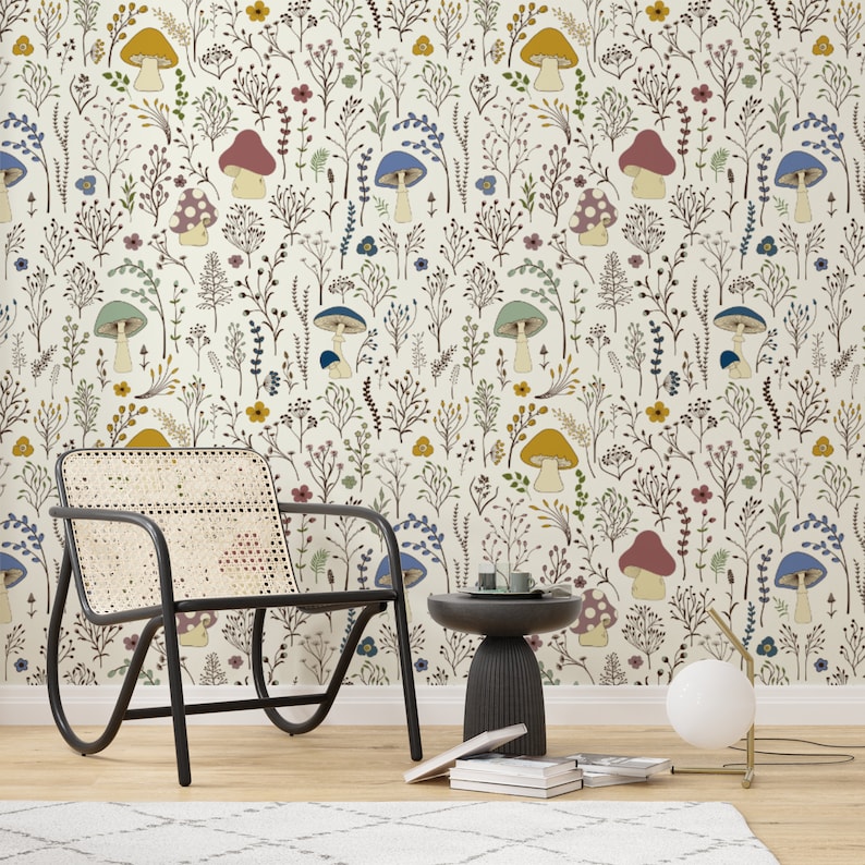 Mushroom Wallpaper Peel and Stick Wild Plant Wallpaper - Etsy