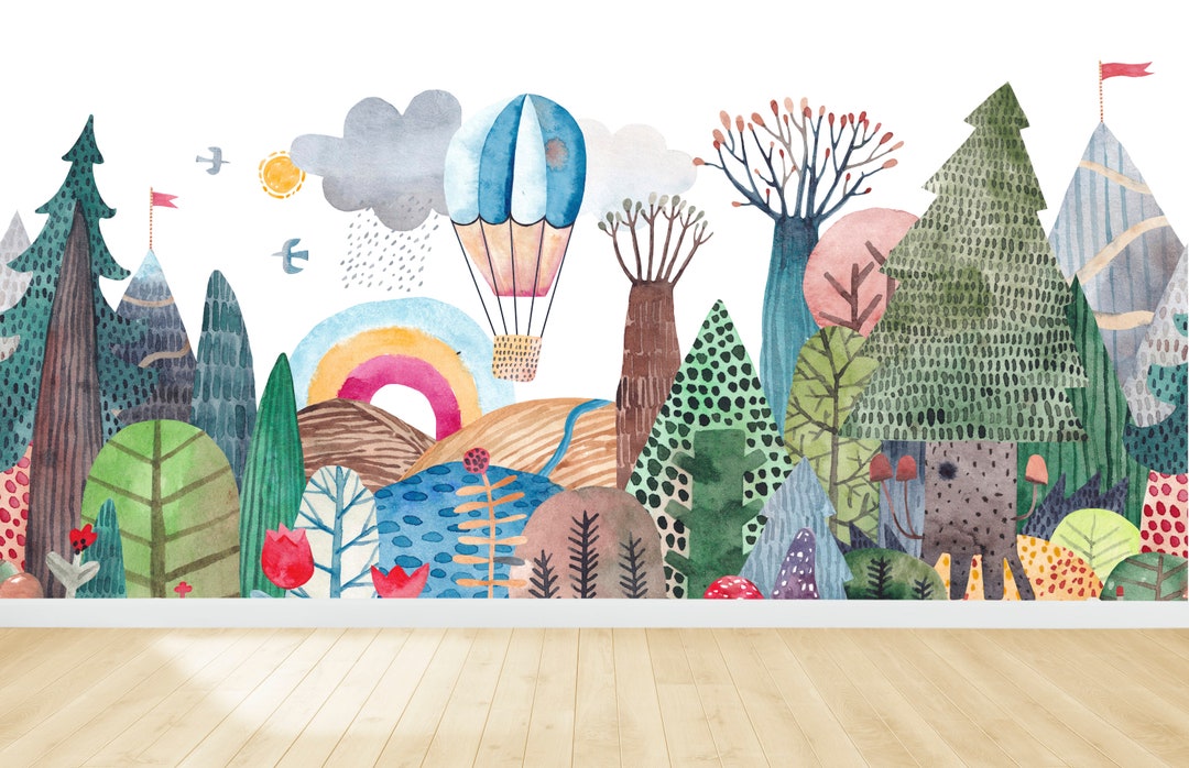 Hot Air Balloon Wallpaper, Fun Wallpaper, Watercolor Wallpaper