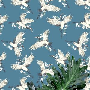 Crane Bird Wallpaper: Chinoiserie Peel and Stick Floral Wallpaper