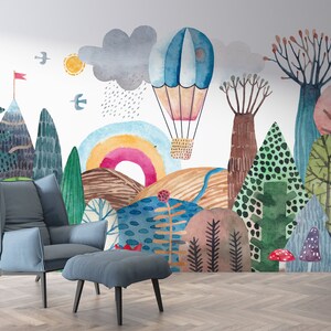 Hot Air Balloon Wallpaper, Fun Wallpaper, Watercolor Wallpaper