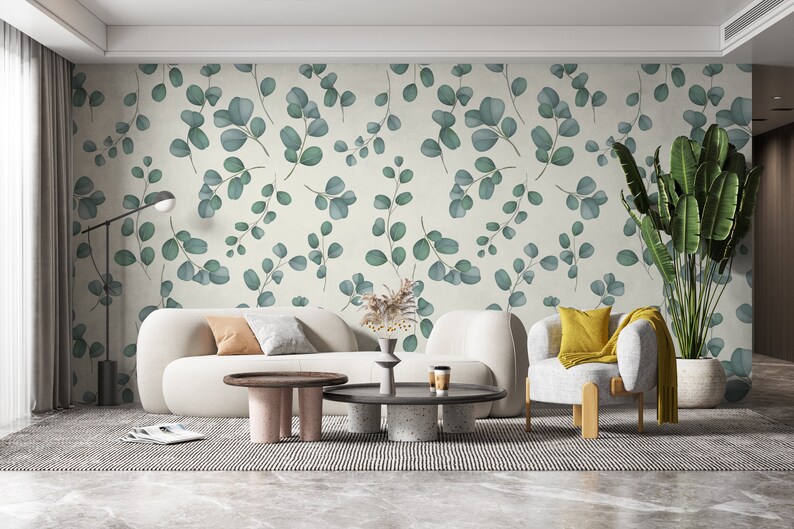 Eucalyptus Wallpaper Greenery Peel and Stick Wallpaper Etsy