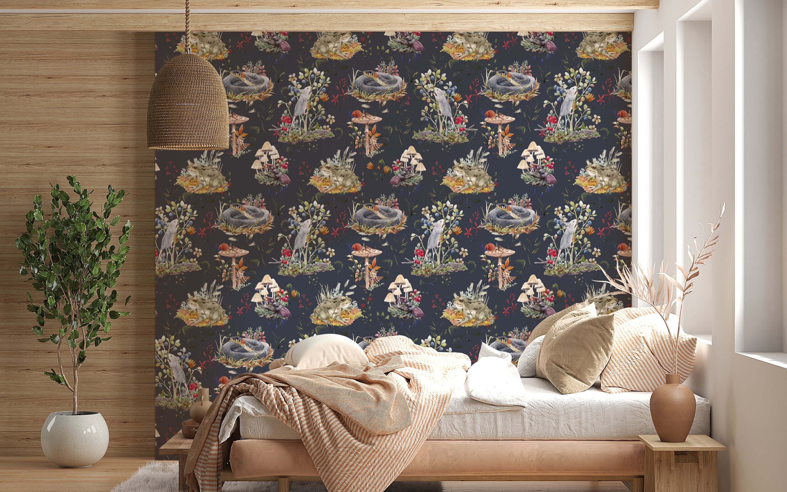 Watercolor Mushroom Forest Wallpaper: Funky Removable Wall Mural - Etsy