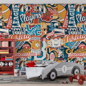 Graffiti Wallpaper, College Sports Wallpaper, Wallpaper Kids, Mural Wallpaper, Peel and Stick Wallpaper Kids