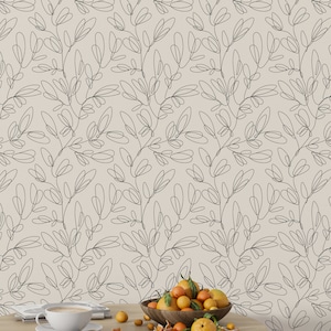 Abstract Flower Wallpaper, Black and White Wallpaper, Floral Peel and Stick Wallpaper, Self Adhesive Wallpaper, Removable Wallpaper