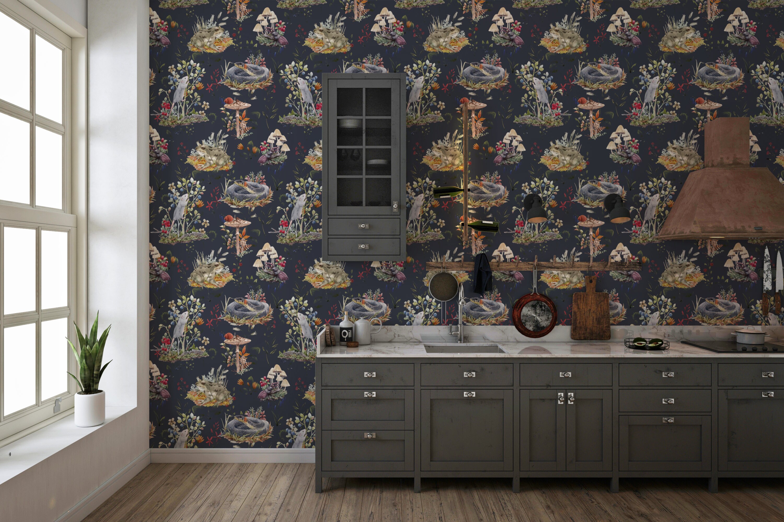 Watercolor Mushroom Forest Wallpaper: Funky Removable Wall Mural - Etsy