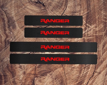 Ford Ranger High Quality Carbon Fiber Car Door Plate Sill Scuff Anti Scratch Sticker Protector 4 PCs Vehicle Interior Protection