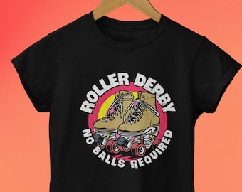 Roller DerbyTshirt, Retro Roller Derby Tee, No Balls Required Shirt, Retro Skating T-Shirt, Roller Skating Tshirt, Roller Derby Gift