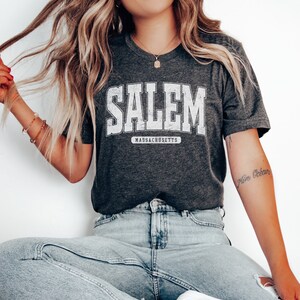 Salem Massachusetts Varsity Tee, Salem Varsity Shirt, Halloween Salem University Tee, Vintage Halloween Salem Tee, Halloween Gift