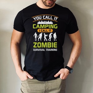 Funny Zombie Camping T-Shirt: Halloween Survival Training Tee