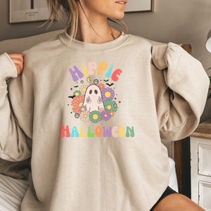 Hippie Halloween Sweatshirt, Retro Hippie Sweatshirt, Retro Halloween Shirt, Halloween Sweater, Funny Halloween Sweatshirt