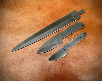 Lot of 3 Custom Handmade Forged Spring Steel Blank Blades | Knives Making Supplies 002