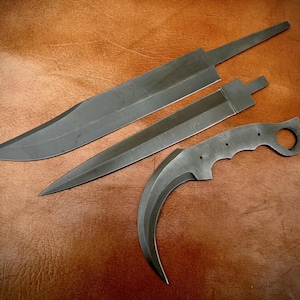 Lot of 3 Custom Handmade Forged Spring Steel Blank Blades | Knives Making Supplies 001