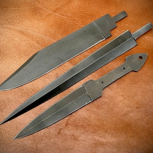 Lot of 3 Custom Handmade Forged Spring Steel Blank Blades | Knives Making Supplies 006
