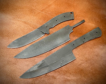 Lot of 3 Custom Handmade Forged Spring Steel Blank Blades | Knives Making Supplies 008