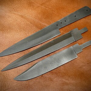 Lot of 3 Custom Handmade Forged Spring Steel Blank Blades | Knives Making Supplies 001
