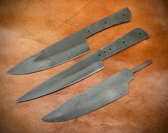 Lot of 3 Custom Handmade Forged Spring Steel Blank Blades | Knives Making Supplies 009