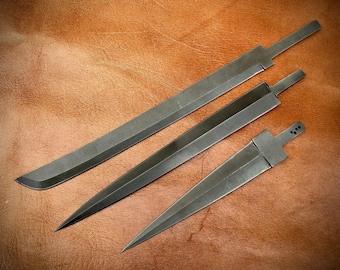Lot of 3 Custom Handmade Forged Spring Steel Blank Blades | Knives Making Supplies 005