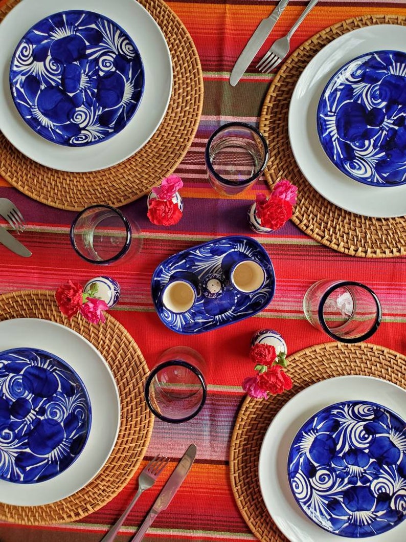 Mexican Blue and White Plates Mexican Dinnerware Set of Etsy