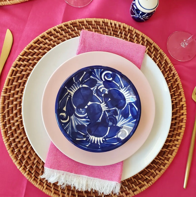 Mexican Blue and White Dessert Plates Mexican Dinnerware Set of Four