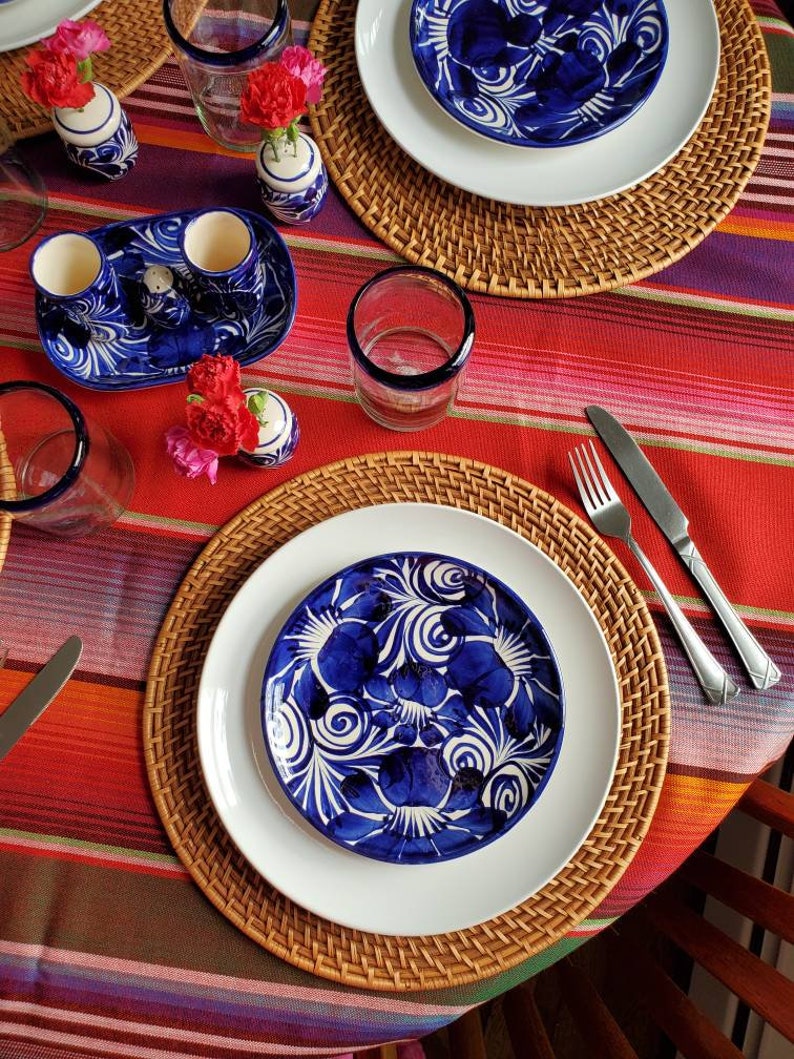 Mexican Blue and White Plates Mexican Dinnerware Set of Etsy